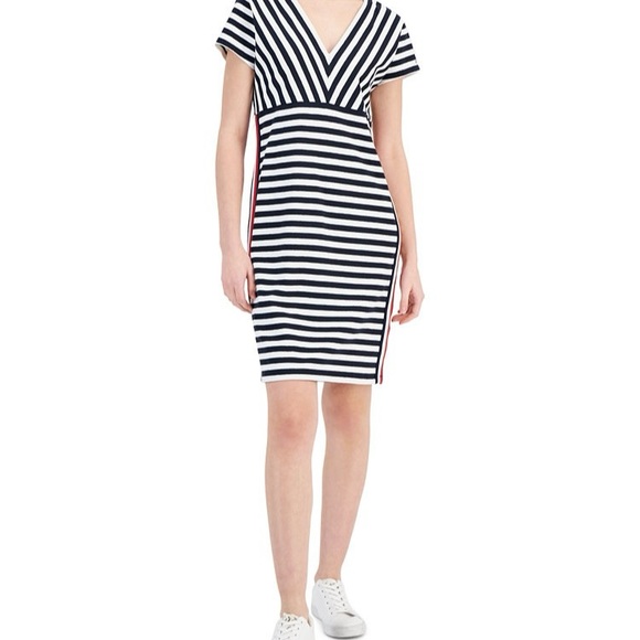 Tommy Hilfiger Dresses & Skirts - Women’s Knee Length Blue and White Striped Casual Dress
